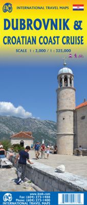 Dubrovnik & Croatian Coast Cruise Road and Physical Travel Reference Map. 