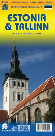 Estonia and Tallinn Road and Physical Travel Reference Map.