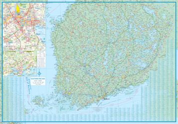 Finland Road and Physical Travel Reference Map.