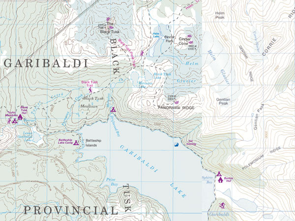 Garibaldi Provincial Park Road and Travel Reference Map, British Columbia, Canada.