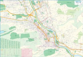 Georgia and Tbilisi Tourist Road and Physical Travel Reference Map.