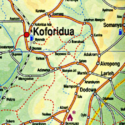 Ghana Road and Physical Travel Reference Map.