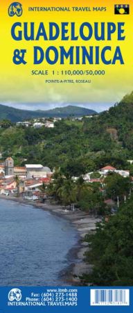 Guadeloupe & Dominica Road and Physical Travel Reference Map.