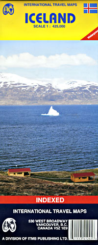 Iceland Road and Physical Travel Reference Map.