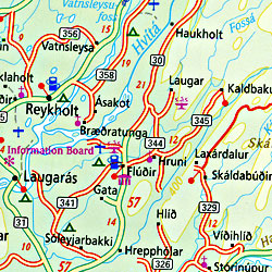 Iceland Road and Physical Travel Reference Map.