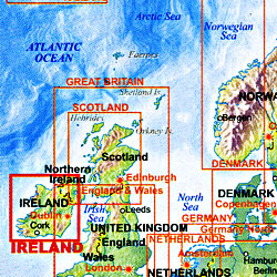 Ireland Road and Physical Travel Reference Map.