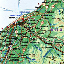 Japan Road and Physical, Travel Reference Road Map.