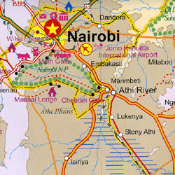 Kenya Road and Physical Travel Reference Map.