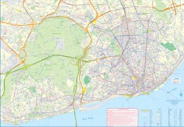 Lisbon and Portugal Physical Travel Reference Map, Portugal.