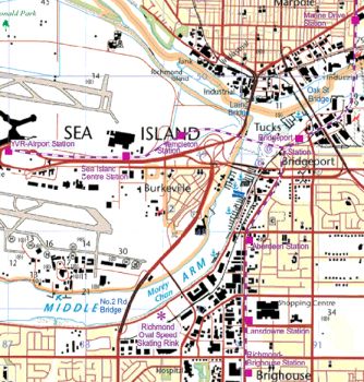 Lower Mainland Road and Travel Reference Map, British Columbia, Canada.