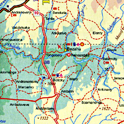 Madagascar Road and Physical Travel Reference Map.