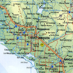 Mexico Road and Physical Travel Reference Map.