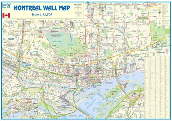 Montreal WALL map, Canada.