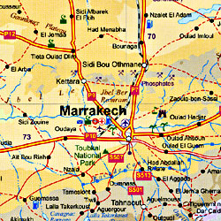 Morocco Road and Physical Travel Reference Map.