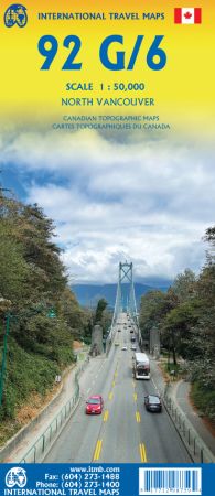 North Vancouver Road and Physical Travel Reference Map British Columbia, Canada.