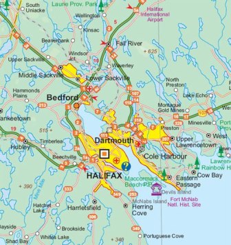 Nova Scotia Road and Physical Travel Reference Map.