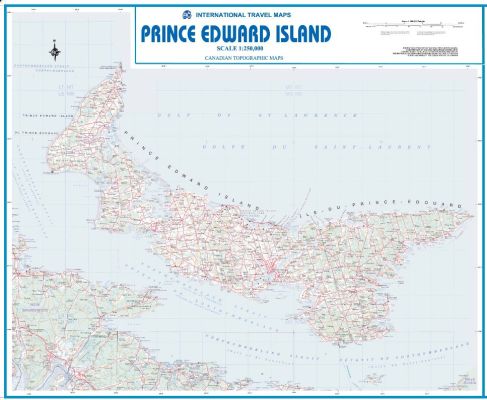 Prince Edward Island WALL map, Canada.