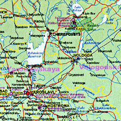 Russia Road and Physical Travel Reference Map.