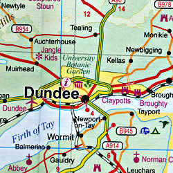 Scotland Road and Physical Travel Reference Map, United Kingdom.