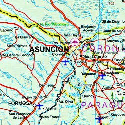 South America, Road and Physical Travel Reference Map.