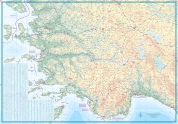 Turkey South Coast Road and Physical Travel Reference Map.