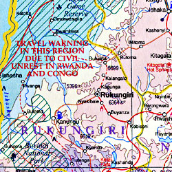 Uganda Road and Physical Travel Reference Map.