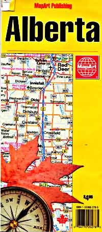 Alberta Province Road and Tourist Map, Canada.