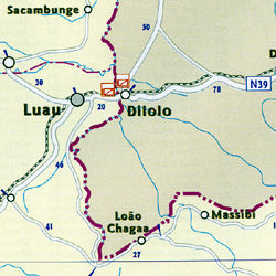 Angola Road and Shaded Relief Tourist Map.