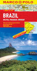 Brazil, Bolivia, Paraguay and Uruguay Road and Tourist Map. Marco Polo edition.