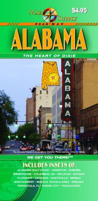 Alabama Road and Tourist Map, America.