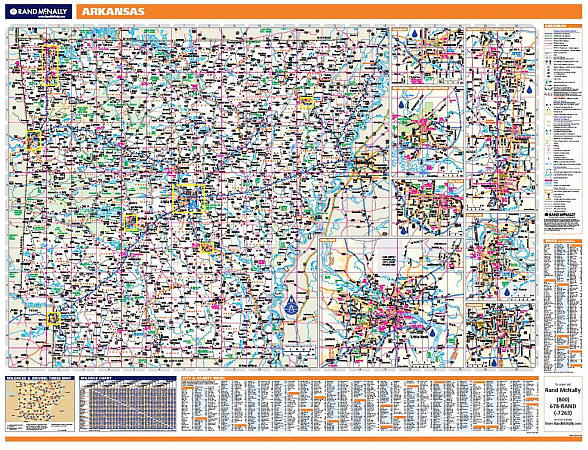 Arkansas WALL Map, America.