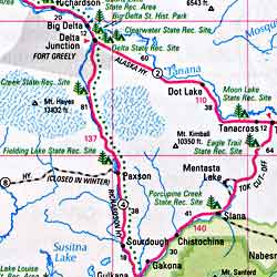 Alaska Road and Tourist Map, America.