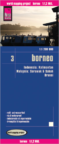 Borneo - Indonesia Road and Topographic Tourist Map, Indonesia.