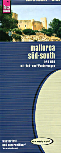 Mallorca, South, Road and Topographic Tourist Map, Balearic Isles, Spain.