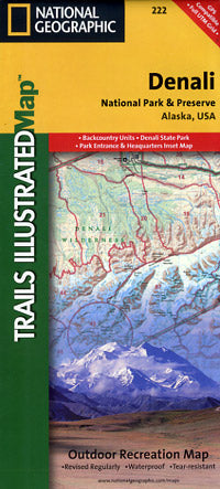 Denali National Park and Preserve, Road and Recreation Map (Mt.