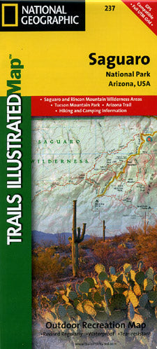 Saguaro National Park, Road and Topographic Tourist Map.