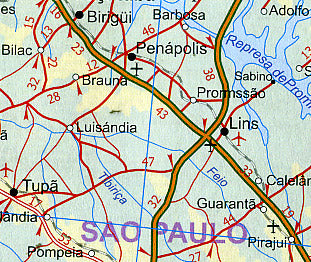 Brazil Road and Topographic Tourist Map.