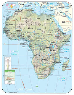 Africa Shaded Relief WALL Map.