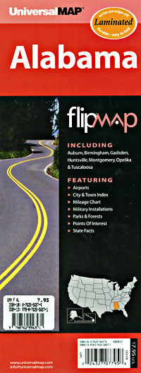 Alabama "Flipmap" Road and Tourist Map, America.