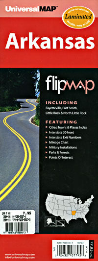 Arkansas "Flipmap" Road and Tourist Map, America.