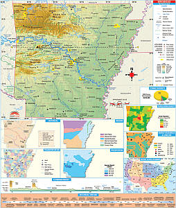 Arkansas Secondary Thematic "Classroom" WALL Map.