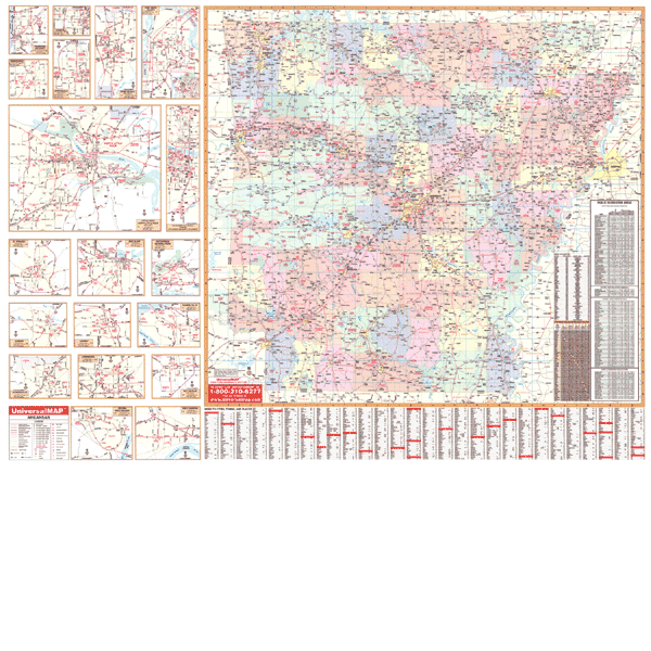 Arkansas WALL Map, America.