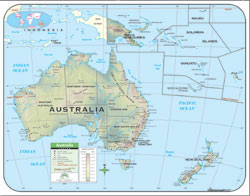 Australia Shaded Relief WALL Map.