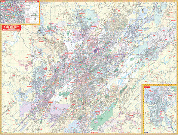 Birmingham WALL Map, Alabama, America.