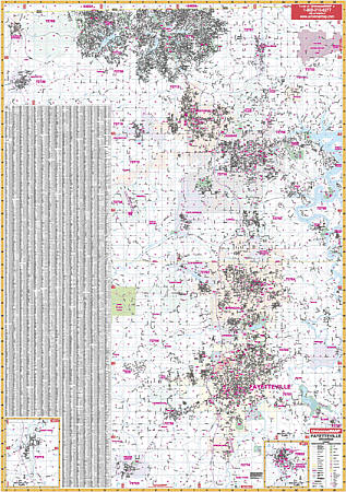 Fayetteville and Bentonville WALL Map, America.