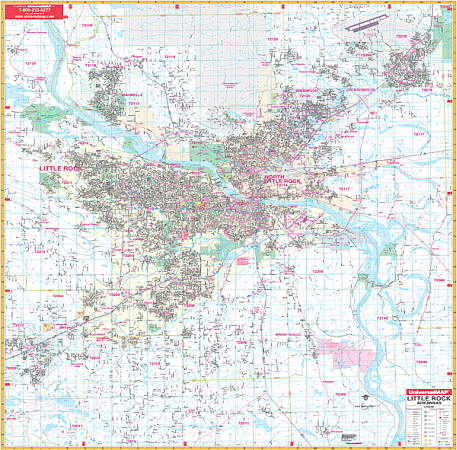 Little Rock WALL Map, America.