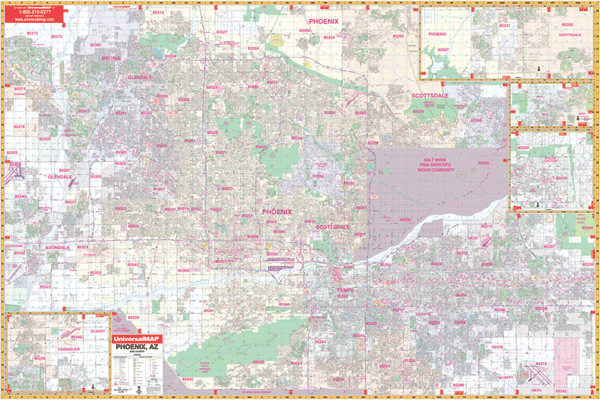 Phoenix WALL Map Arizona, America.