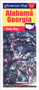 Alabama and Georgia "Travel Vision" Road and Tourist Map, America.