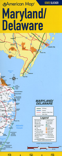 Delaware and Maryland "State Slicker" Road and Tourist Map, America.