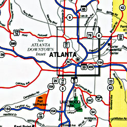 Georgia "StateSlicker" Road and Tourist Map, America.